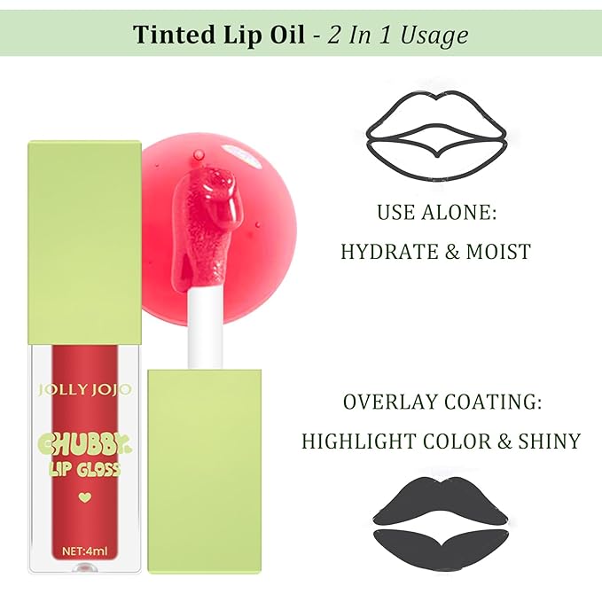 Lip Glow Oil - Hydrating Lip Oil Tinted, Long Lasting Plumping Lip Balm Lip Care Moisturizing Lip Gloss (# 6)