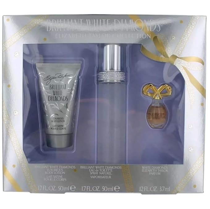 Elizabeth Taylor Brilliant White Diamonds Ladies Gift Set With Spray, Body Lotion & Perfume