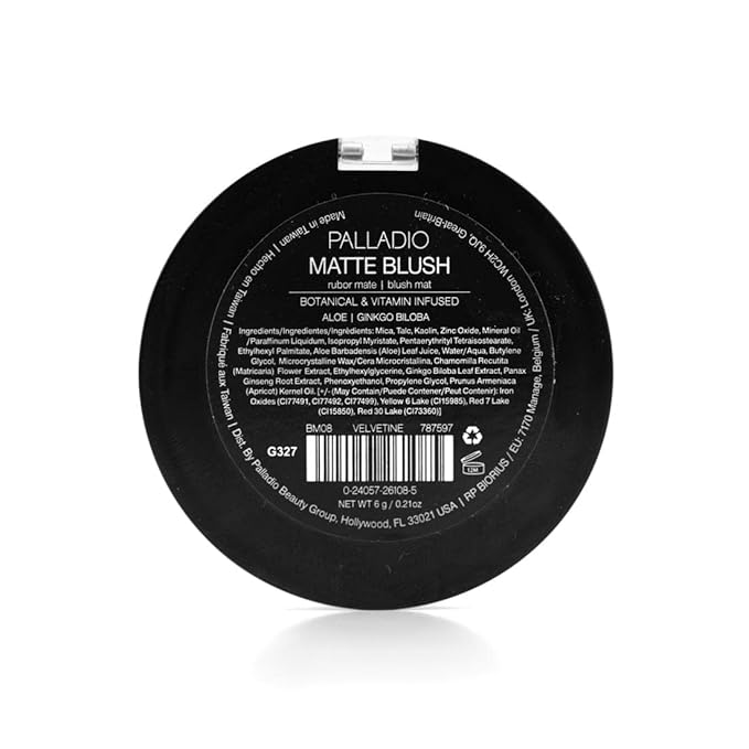 Palladio Matte Blush, Brushes onto Cheeks Smoothly, Soft Matte Look and Even Finish, Flawless Velvety Coverage, Effortless Blending Makeup, Flatters the Face, Convenient Compact, Velvetine