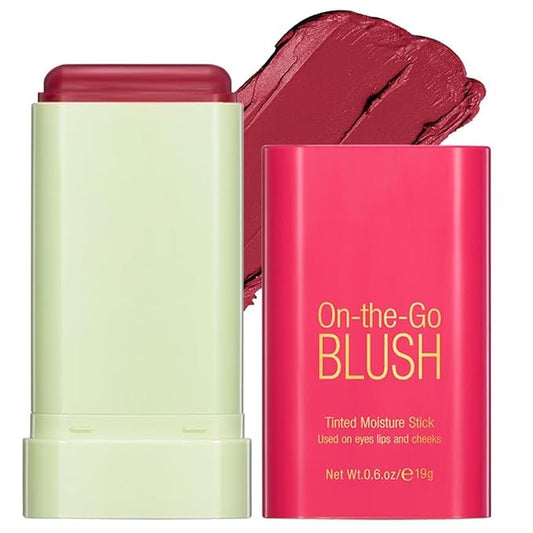Multi-Use Makeup Blush Stick, Cream Face Blush Makeup Hot Red)