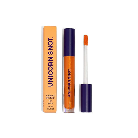 UNICORN SNOT Liquid Metal Lip Paint - Metallic Lip Gloss - Non-drying, Long-lasting Liquid Lipstick, Intense Pigment Color with Metallic Shimmer - Vegan, Cruelty-Free Makeup, Orange (Blaze)