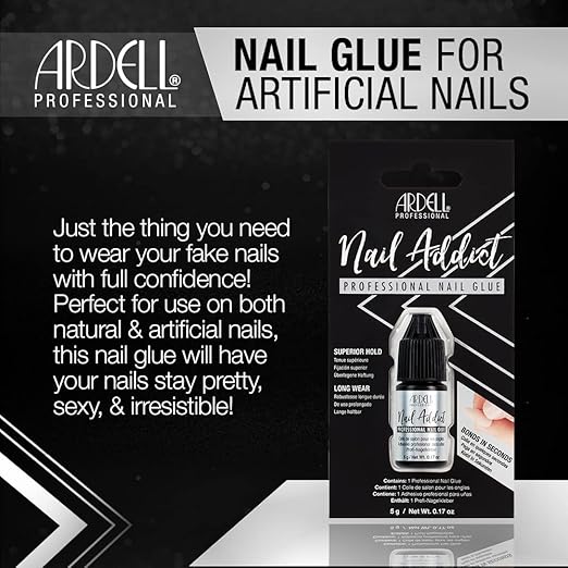 Ardell Professional Nail Glue, Superior Hold, Long-Lasting Adhesive for Fake Nails, Press On Nails & Nail Repairs, Quick-Drying Formula, 5g