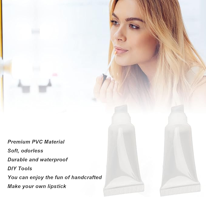 ZJchao 25pcs 5ml Lip Gloss Tube, Refillable Mini Empty Cosmetic Balm Tubes Container for Comestic Makeup Travel Toiletries Shampoo Body Lotion