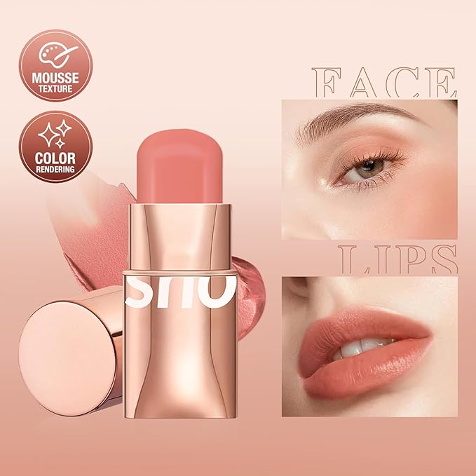 Blush Stick for Cheeks Makeup,Waterproof Cream Blush Face