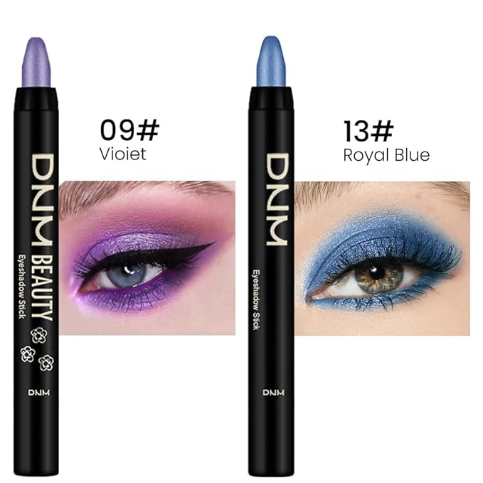 evpct 2Pcs Cream Eyeshadow Sticks Set for Eyes Violet & Royal Blue Shimmer Eye Crayon Shadow Brightener Stick Pencil Pen Bulk sombras en crema para ojos 09+13