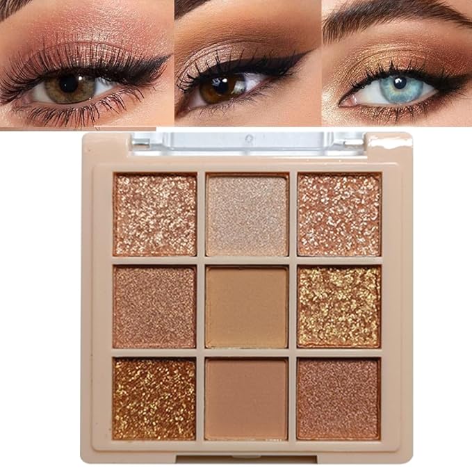 Eyeshadow Palette Makeup- 9 Colors Naked Eyeshadow Palette Matte Shimmer Korean Natural Eye Shadow palettes Highly Pigmented Naturing-Looking Long Lasting (#04)