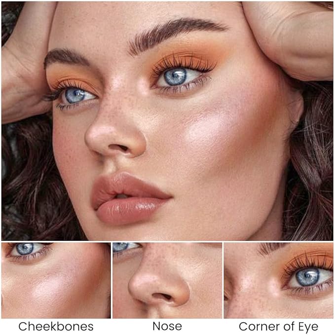 Kaely 2Pcs Cream Bronzer Highlighter Stick,Face Shaping Contouring Shades Makeup,03+16