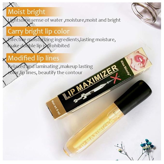 GL-Turelifes Lip Plumper Lip Gloss, Lip Maximizer Balm Plumper Lip Extreme Volume, Heathly Enhancer Hydrated Lips, Moisturize, Eliminate Dryness Wrinkles Enhances Plump Gloss