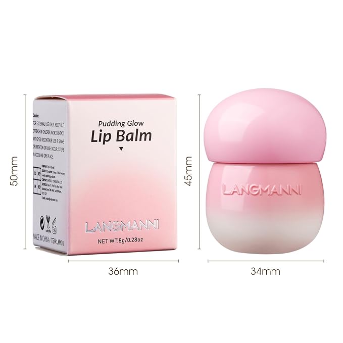LANGMANNI Pudding Glow Lip Balm | Velvet-Smooth Lip Gloss for Nourished, Glowing Lips | Hydrating, Non-Sticky Glossy Tinted Lip Balm Makeup 0.28 Oz (#3, 1)