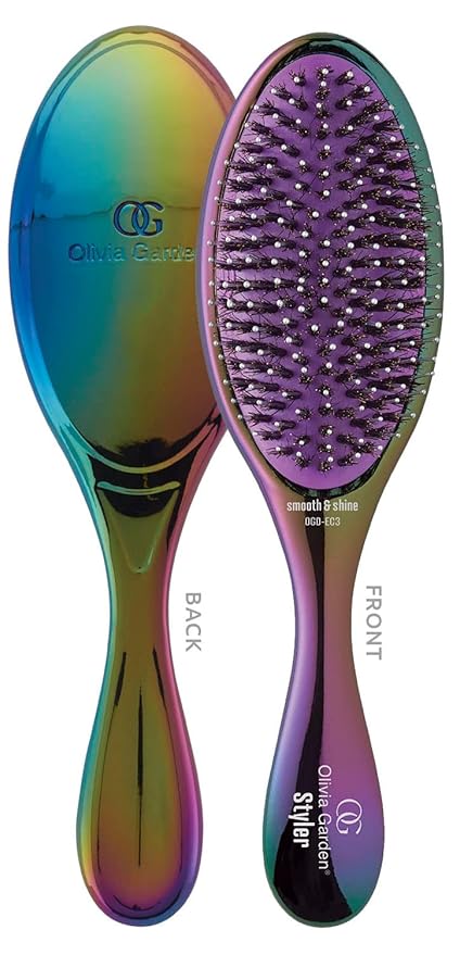 Olivia Garden Aurora OG Brush Styler, To Smooth and add Shine, All hair Types, removable cushion for easy cleaning, scalp hugging for scalp massage, gentle, for women, men and children, Aurora
