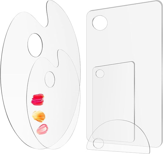 5PCS Acrylic Paint Palette Clear Paint Pallet,Transparent Non-Stick