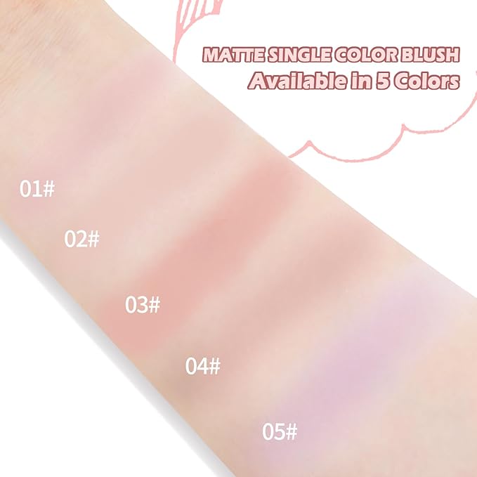 Boobeen Blush Compact for Face, Matte Baked Cream with Puff