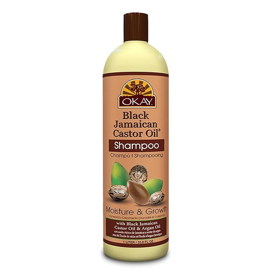 Okay Black Jamaican Castor Oil Shampoo - Jamaican Castor Shampoo for Hair Growth, Natural Moisturizing Shampoo to Strengthen & Restore Damaged Hair for Women and Men - 33 Oz