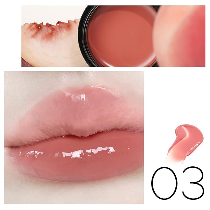 1 PC Macaron Canned Lip Essence High Glossy Lip Jelly, Mirror Effect Lip Glaze Mirror Effect Lip Balm, Moisturizing & Plump Lip Gloss (L03, 6g)