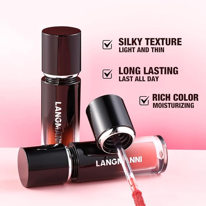 LANGMANNI Lip Oil Tint | Hydrating & Long-Lasting Lip Stain | Moisturizing And High Gloss Makeup,Non-Sticky Lip Stain For Watery And Silky Smooth Lips(#1 Soft Petal Pink)