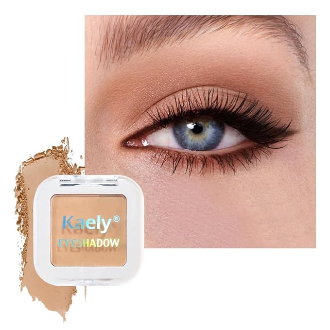 Kaely Pressed Single Eyeshadow Makeup, Light Nude Brown Matte Highly Pigmented Monochrome Eye Shadow Palette, Waterproof Neutral Powde Mini Eyeshadow, sombras para ojos, Lightweight Blendable, 13