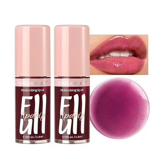 2PC Lip Glow Oil Hydrating 6 Colors, Moisturizing Glow