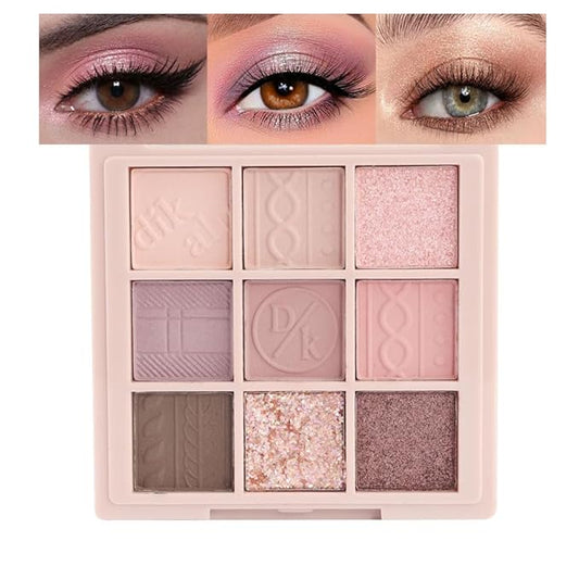 9Colors Eye Shadow Palette Makeup,Pink Rose Gold Purple Mauve Neutral Travel Eyeshadow Palette Highly Pigmented Long Lasting Waterproof Naturing-Looking Eyeshadow Palette Travel Size Gift Kit