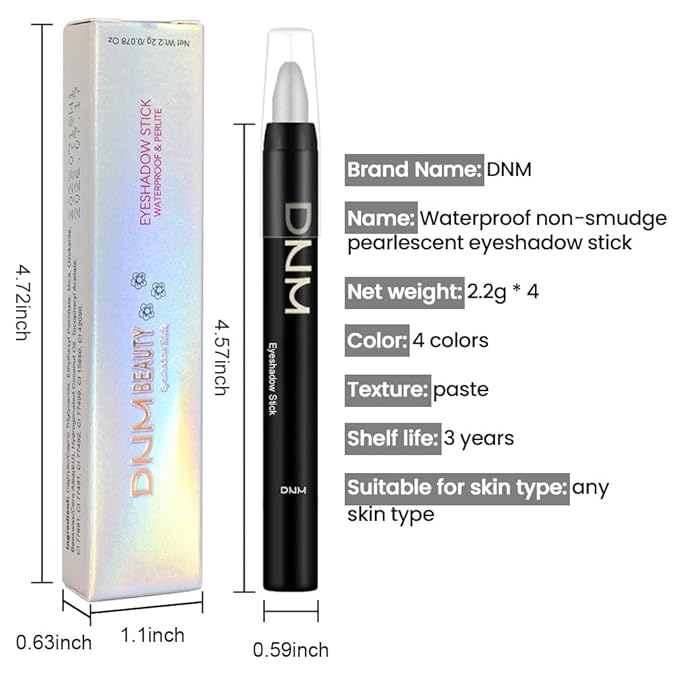 Kaely 4Pcs Smokey Eyeshadow Stick Set for Eyes,Pearl white Dazzling grey Pearl black Silver,Eye Brightener Makeup Pen,Waterproof Cream Eye Shadow Highlighter Crayon Pencil,sombras en crema para ojos
