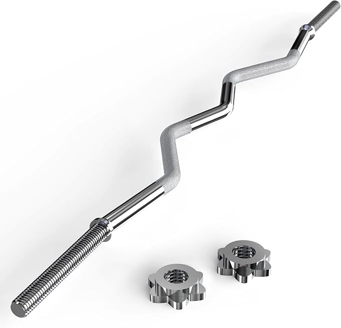 47" EZ Curl Bar Weight Lifting Bar 1-inch Curling 2 Star (300lb Weight