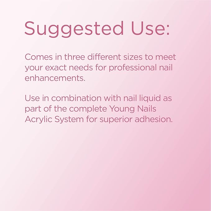 Young Nails Acrylic Powders, Cover - Created for a flawless consistency and superior adhesion - Cover Powder Begins to set in 75 seconds - Available in 45 gram, 85 gram, and 660 gram size options