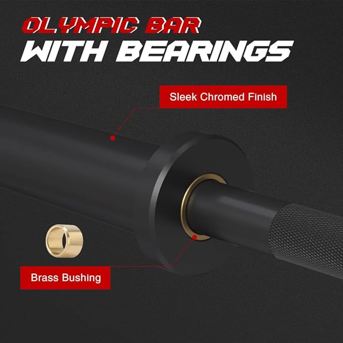 4FT Olympic Barbell Bar 47Inch Straight 2 Collars, 500Lbs Capacity 2 Inch