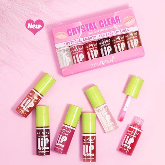 Fat Lip Oil Lip Stain,6 Colors Lip Oil Plumping Lip Glaze, Hydrating Lip Glow Oil,Shiny Transparent Lipstick,Long Lasting Nourishing Fresh Clear Lip Care (6pcs)