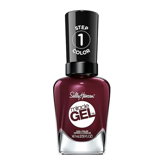 Sally Hansen Miracle Gel, Wine Stock, Long Lasting, Gel-Like Formula, No UV Lamp Needed, Opaque, Shiny Red Nail Polish