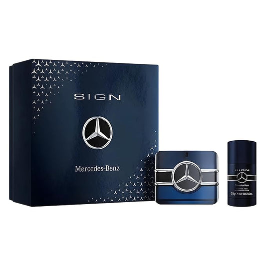 Mercedes-Benz Sign Fragrance Gift Set for Men - 2 Pc Set 3.4 Fl Oz Eau De Parfum Spray, 2.6 Oz Body Deodorant Stick - Luxury Long Lasting Perfume Perfect for gifting