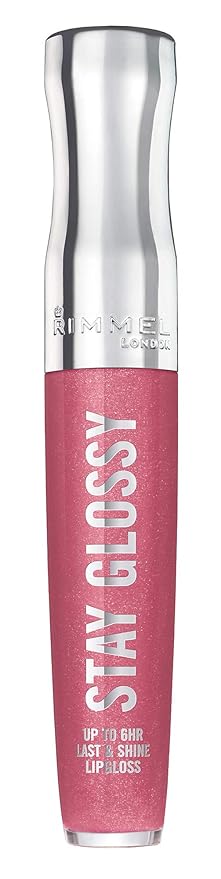 Rimmel Stay Glossy Lip Gloss - Non-Sticky and Lightweight Formula for Lip Color and Shine - 160 Stay My Rose, .18oz