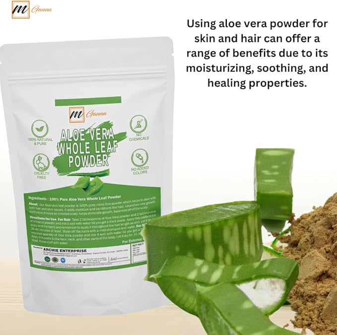 100% Natural Aloe Vera Leaf Powder Pure Aloe Barbadensis Natural Moisturizer Replenish Dry Skin Healthy Hair Care 0.50 LBS 227 Grams