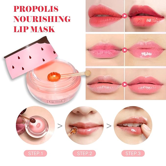 2PCS Strawberry Sleeping Lip Mask,Bee Lip Wrinkle
