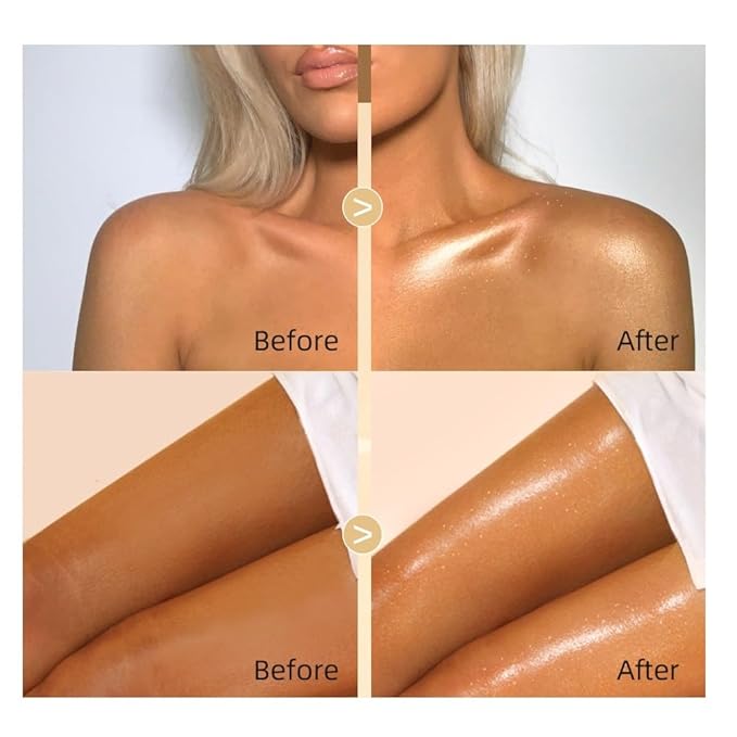 Shimmer Body Oil, Waterproof Lasting Moisturizing Luster Illuminates Skin.(SHINY GOLD)