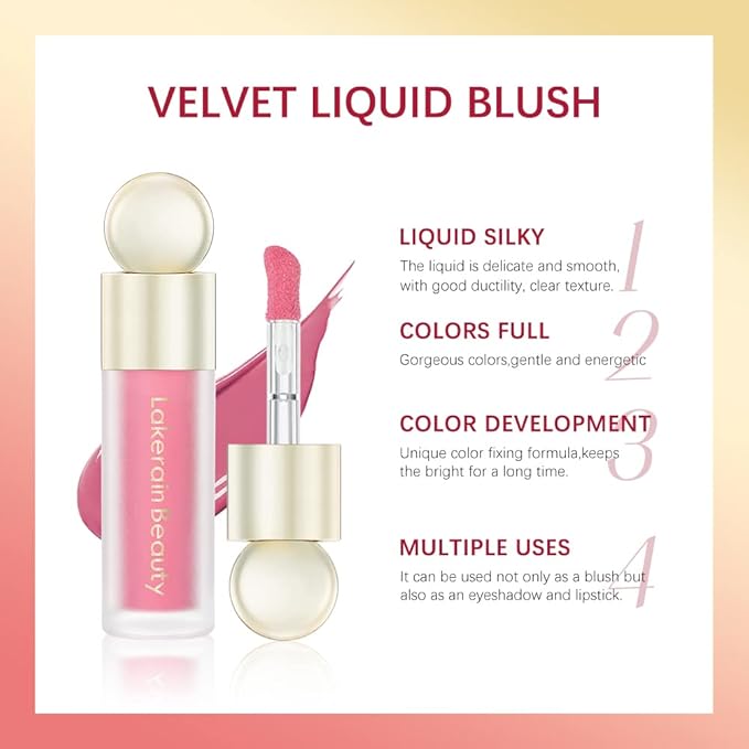 Liquid Blush,Soft Cream Face Blush, Dewy Cheek Tint, - HAPPY)