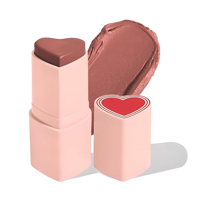 Blush Stick for Cheeks, Cream Blush with Heart-shaped, Dried Rose