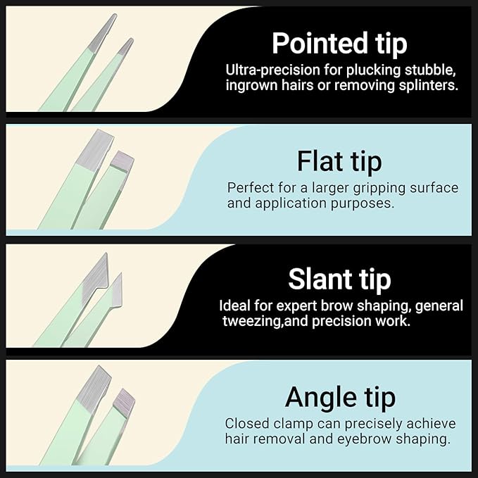 TsMADDTs Tweezers for Women, 8 in 1 Eyebrow Kit with Tweezers, Trimmer, Scissor, Razor, Brush with Travel Bag, Eyebrow Shaping Kit