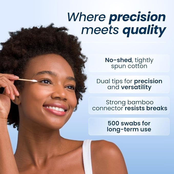 Clean Skin Club Clean Swabs, 2 Pack, 1000 Total Count, One Pointed Tip, Biodegradable + Organic Cotton & Bamboo, Makeup & Nail Polish EyelinerTouch-ups, Ear Cleaning QTips, Sterile, Hypoallergenic