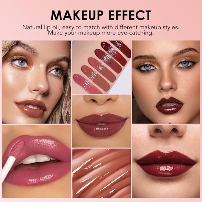 Hydrating Lip Glow Oil, Plumping Lip Oil, Tinted Lip Plumper Gloss,Younger-Looking Lips | Nourishing Long Lasting Non-Sticky Hydrating & Smoothing Lip Treatment Cruelty Free 07#