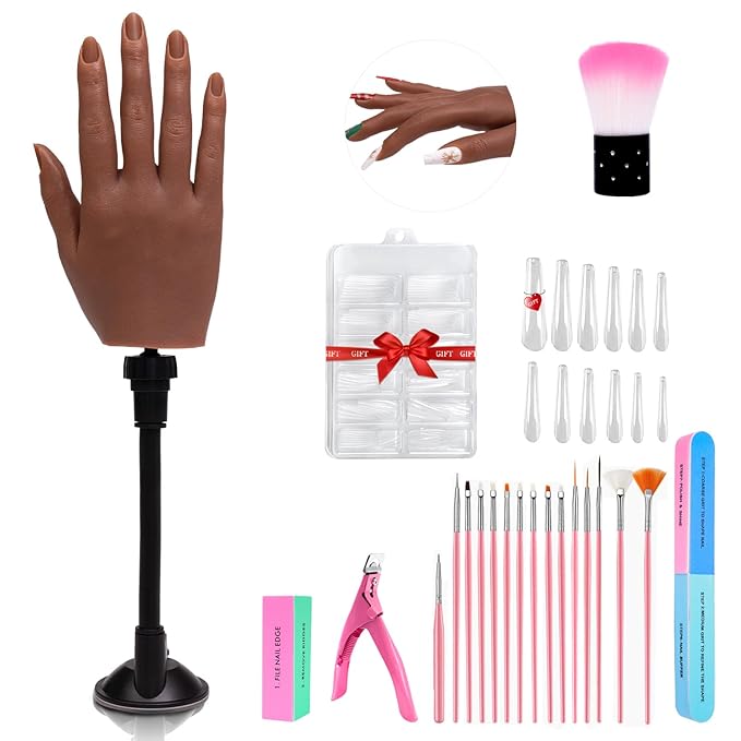 Silicone nail practice hand for