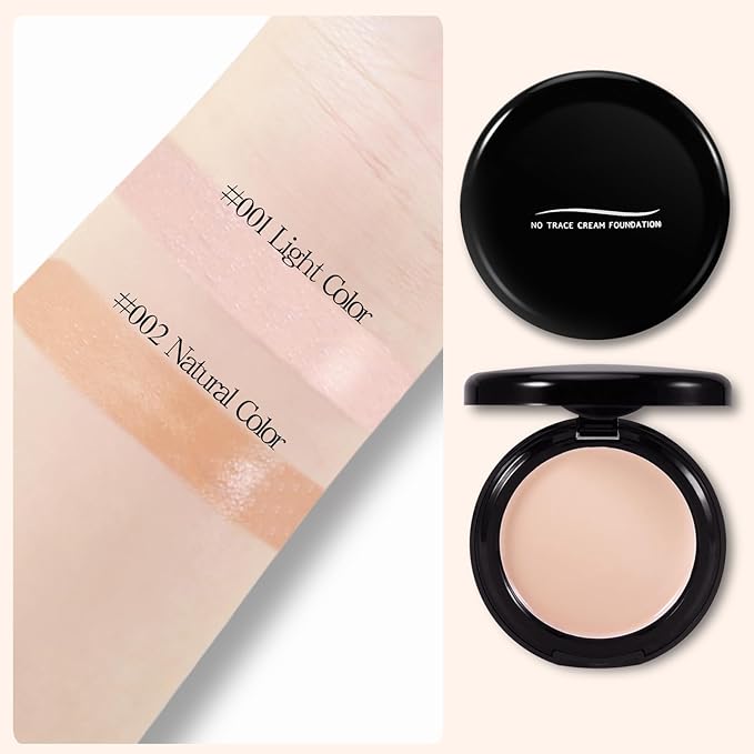 Powder Foundation,Long Wear Full Coverage Foundation with Sponge,Flawess Correcting Color