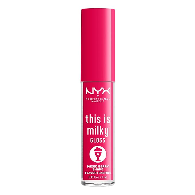 NYX PROFESSIONAL MAKEUP This Is Milky Gloss, Lip Gloss with 12 Hour Hydration, Vegan - Mixed Berry Shake (Raspberry)