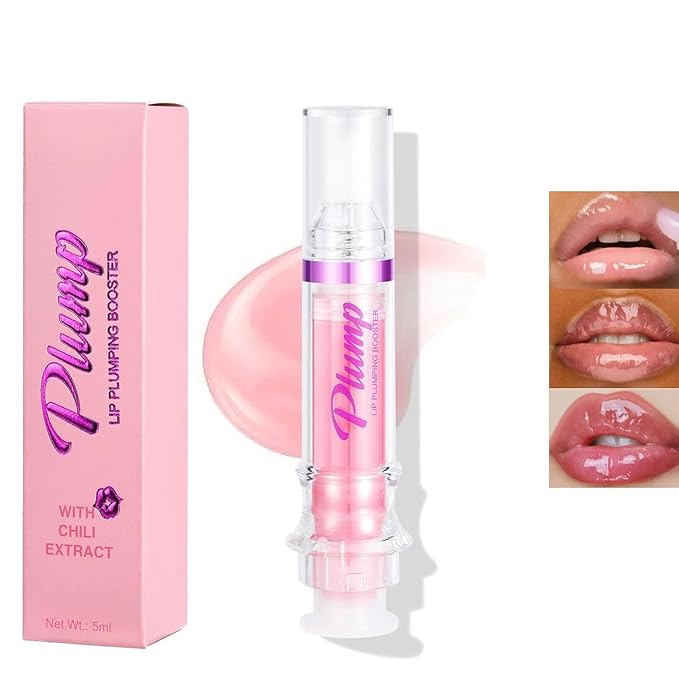 Lip Plumping Booster, Spicy Lip Lipstick, Lifter Gloss, Hydrating, Volumizes High-Shine Lip Plumping Lip Glass Mirror Lip Makeup Lip Glaze Plump & Pout Lip Plumper for Women Girls (01)