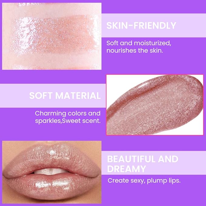 Glitter Liquid Lip Gloss,Mocha Shimmer Lipstick, Waterproof Shimmer Lip Stain Lip Glaze, High Shine Long Lasting Shiny Lip Color Makeup 03#