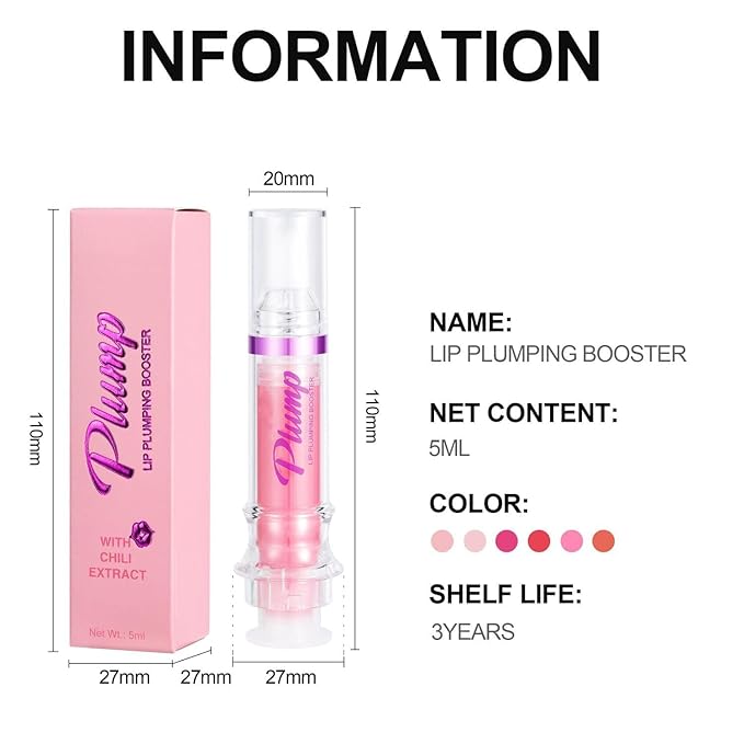 Lip Plumping Booster, Spicy Lip Lipstick, Lifter Gloss, Hydrating, Volumizes High-Shine Lip Plumping Lip Glass Mirror Lip Makeup Lip Glaze Plump & Pout Lip Plumper for Women Girls (04)