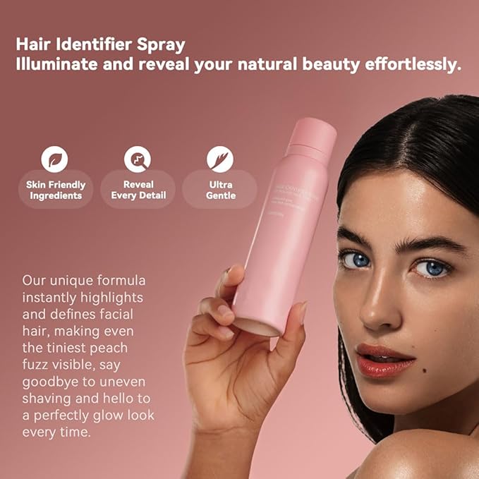 Hair Identifier Spray for Face Shaving - Gentle Facial Shaving Dermaplane Spray for Smooth, Glowing Skin, hair identifier spray for face dermaplaning Suitable for All Skin Types, Includes 6 Razors