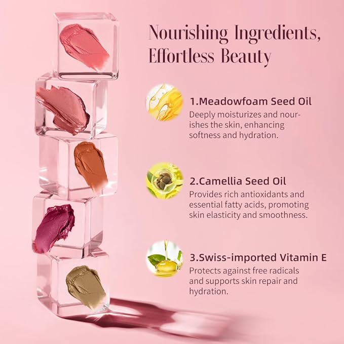 Multi-Use Makeup Cream Blush Stick, Unidollss 3-in-1 Buildable Powder Blush Stick for Cheeks, Eyes, and Lips, Hydrating formula, All day wear, Easy Application with Thumb Puff Included (01 WHISPER)