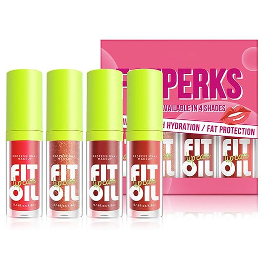 Hydrating Lip Oil, Big Brush Head Glaze Shiny Transparent Glow Oil, Nourishing & Non-sticky Long Lasting Fresh Clear Smooth Care Plumping Oil (Set B)
