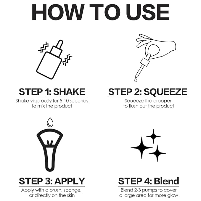 FOCALLURE Starfall Glowing Liquid Highlighter, Shimmering Body Oil,