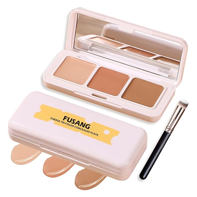 3 Colors Correcting Concealer Palette,Full Coverage Cream Contou
