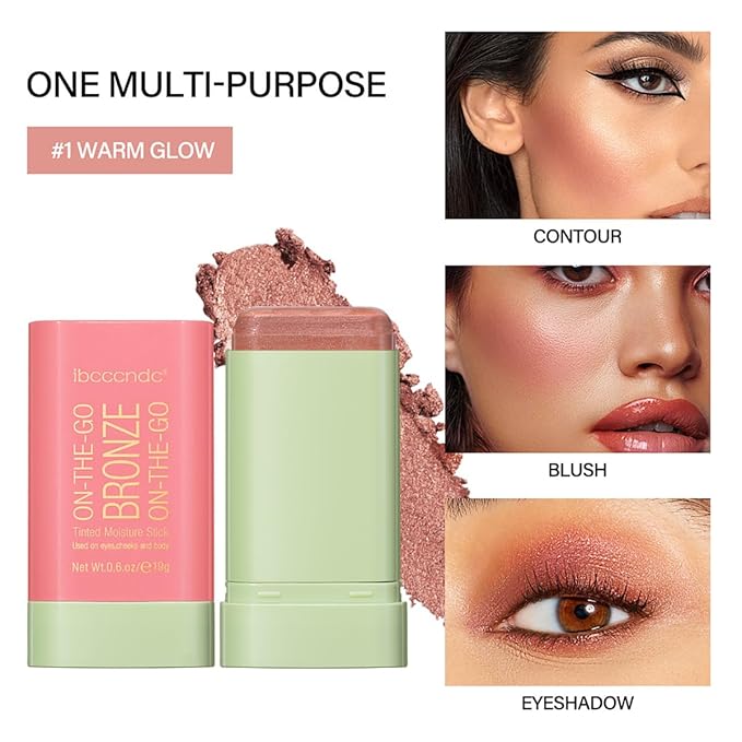 Multi-Use Makeup Blush Stick, Tinted Solid Moisturizer On-the-Go Warm Glow)